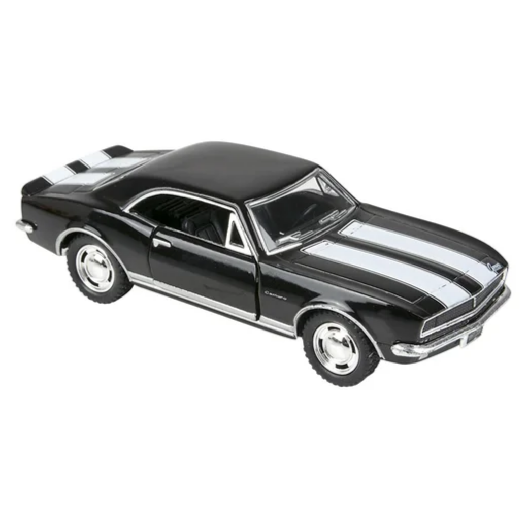 Black and white model car on a white background
