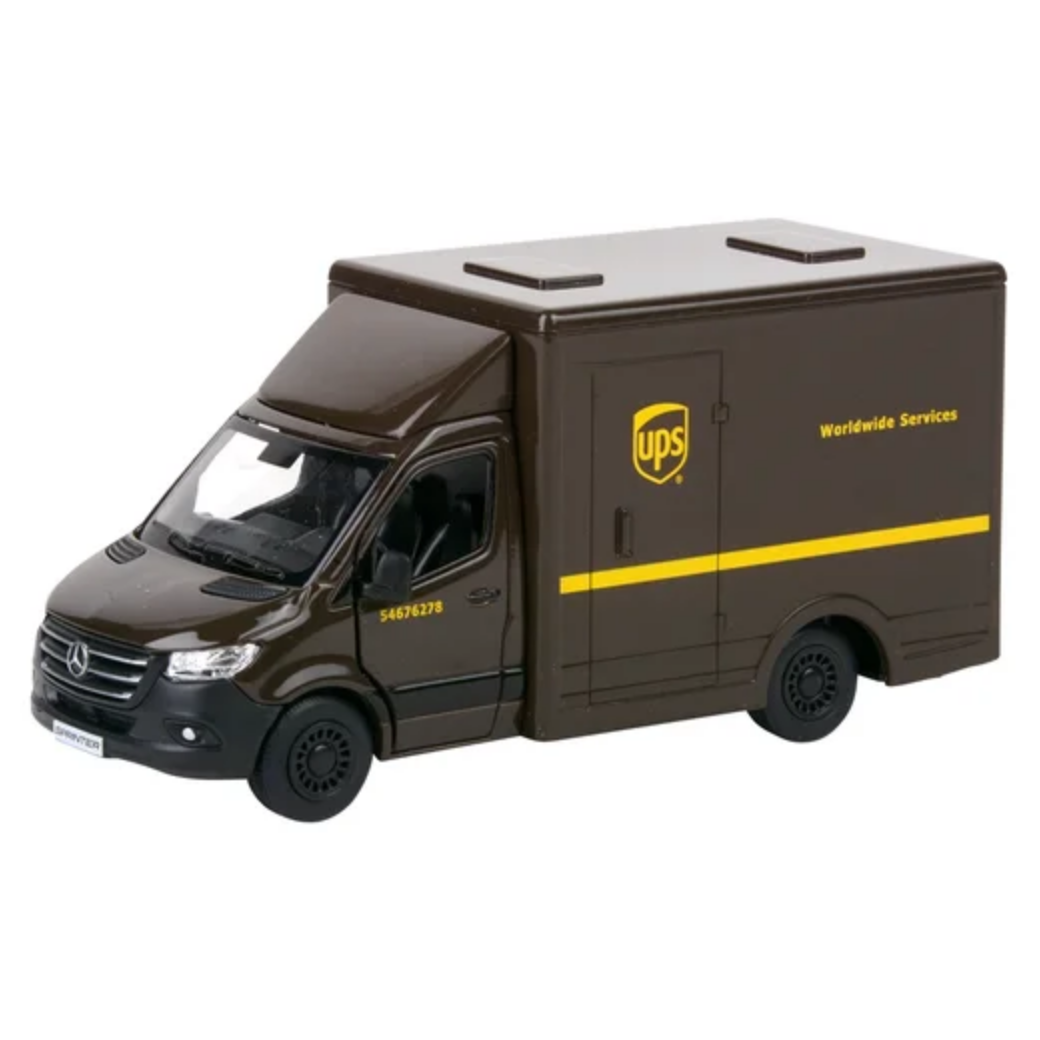 Model of a UPS delivery van on a white background