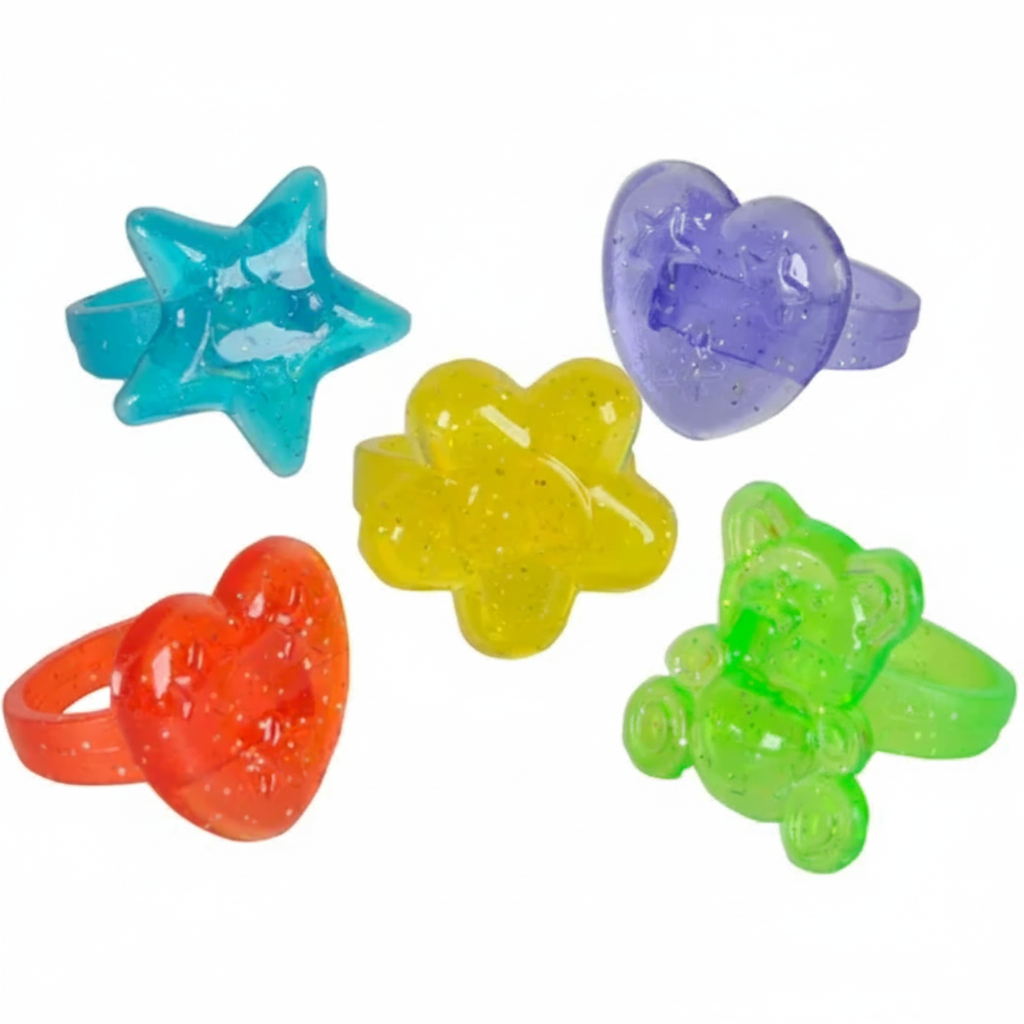 Set of colorful plastic rings on a white background