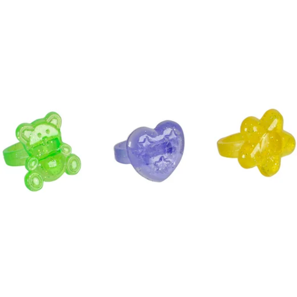 Three colorful novelty items on a white background