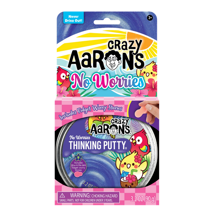 Crazy Aaron's No Worries Thinking Putty packaging on a white background