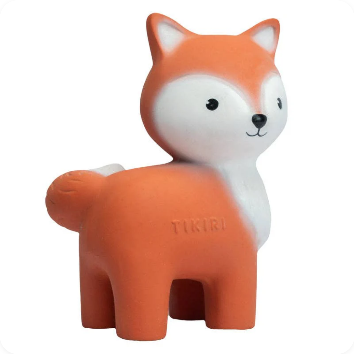 Fox-shaped toy with 'Tikiri' branding on a white background
