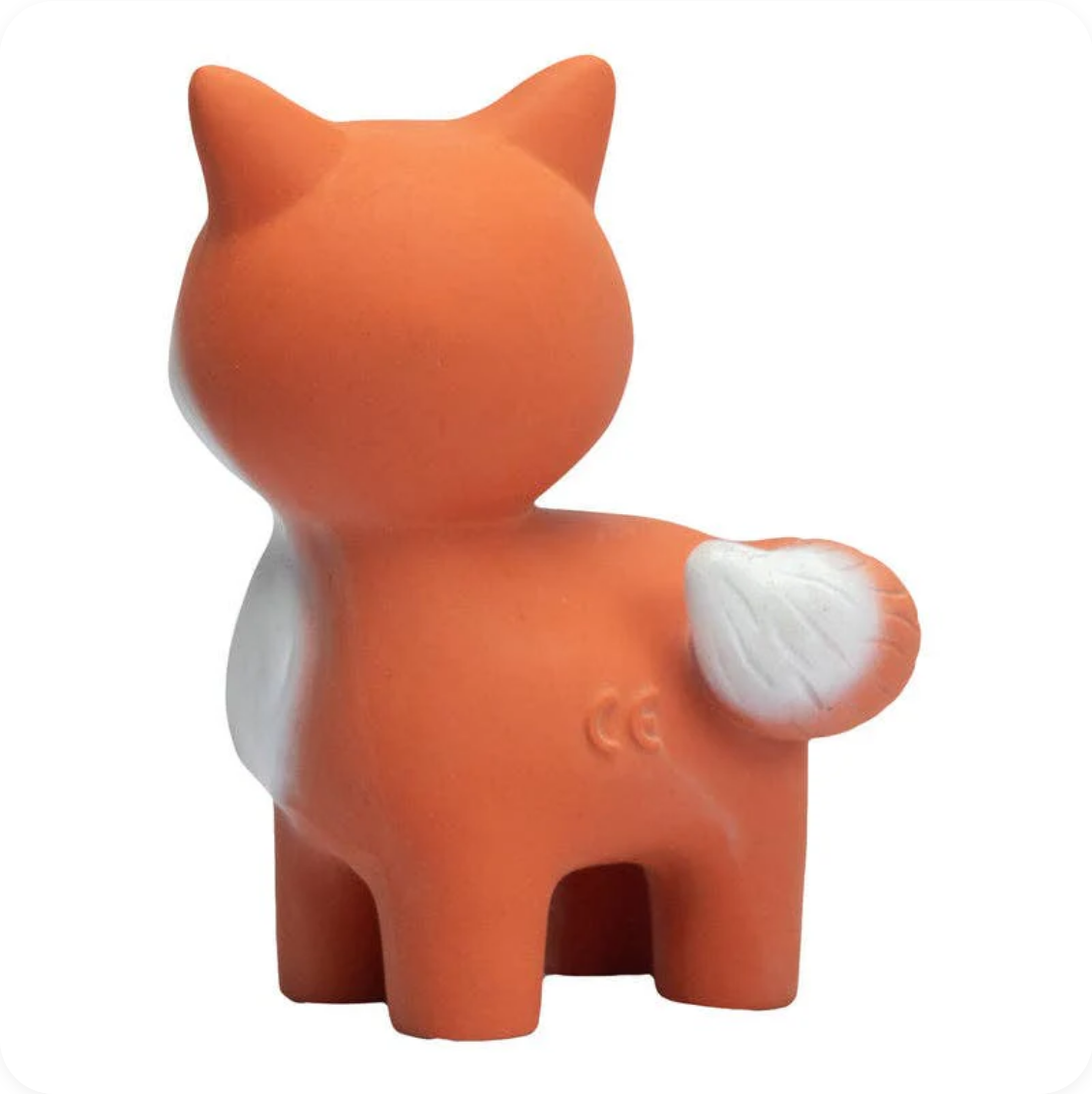 Orange fox-shaped toy on a white background