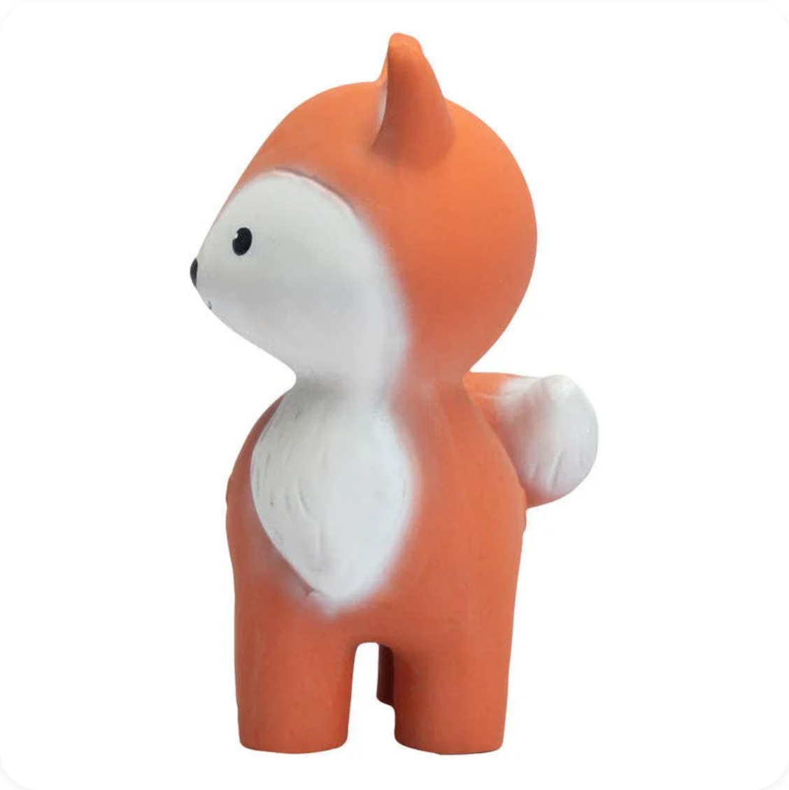 Orange and white fox-shaped toy on a white background