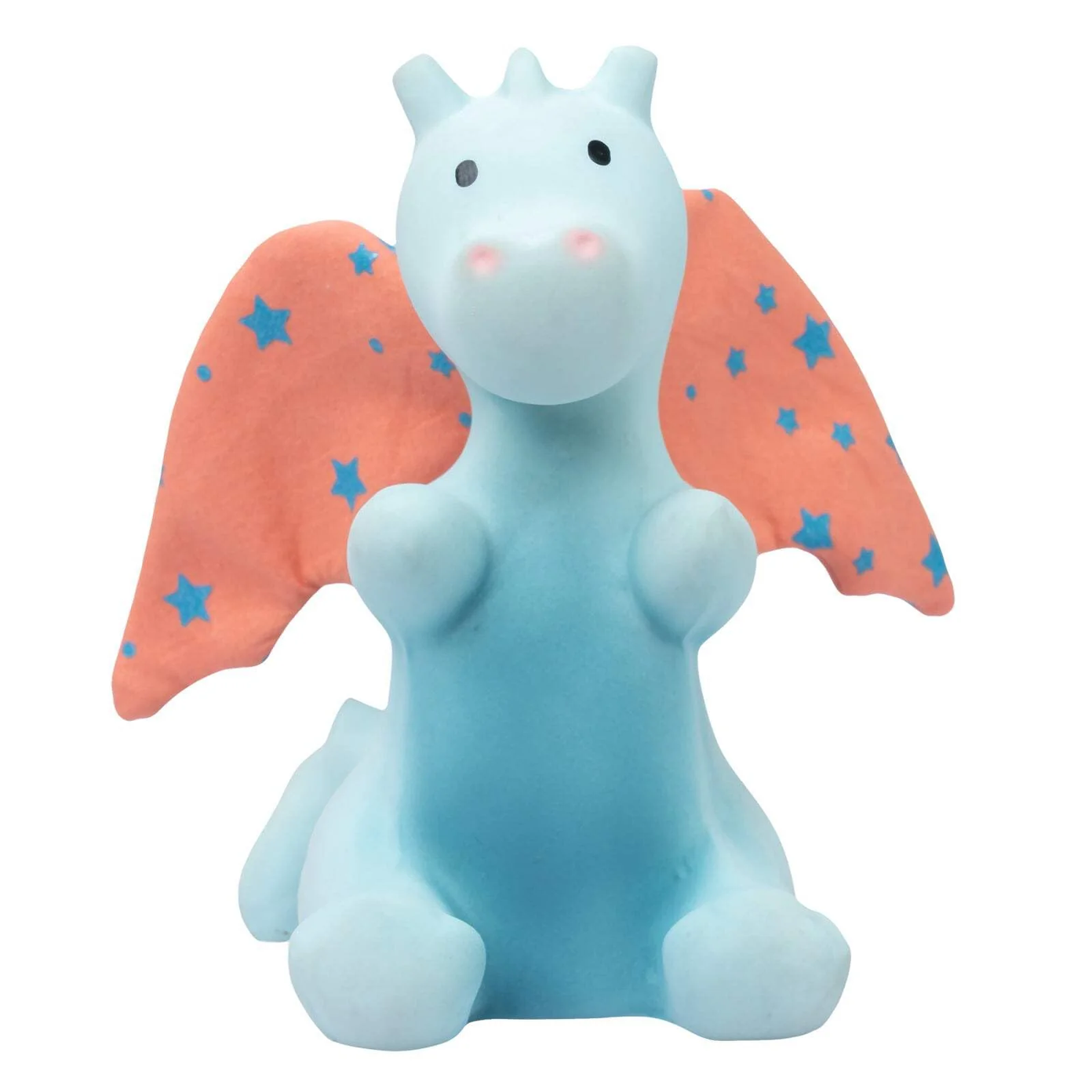 Blue dragon-like creature with orange wings and star patterns on a white background