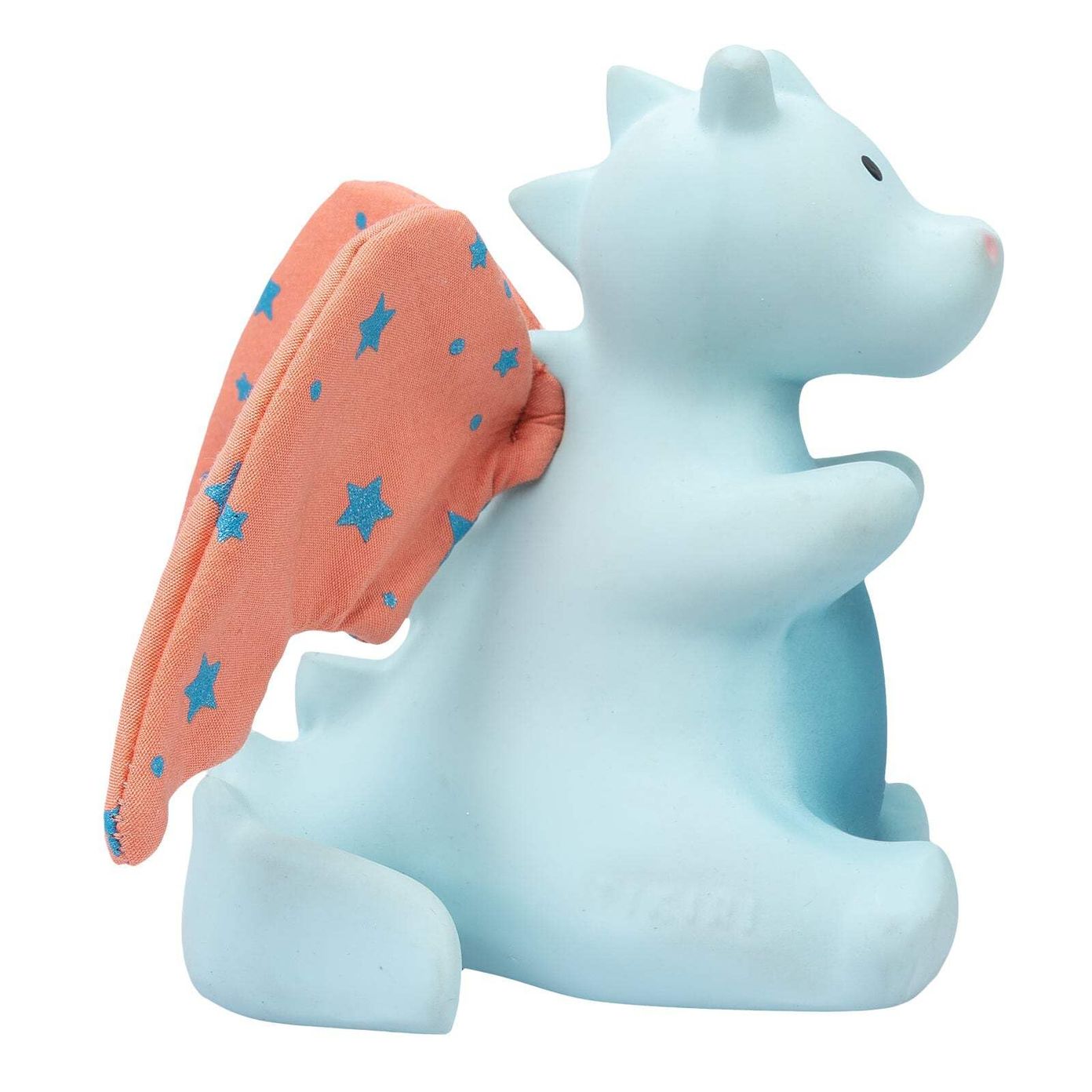 Light blue animal figurine with a pink backpack featuring star patterns on a white background