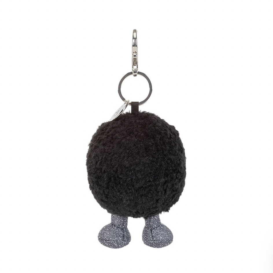 Black textured keychain with gray feet on a white background