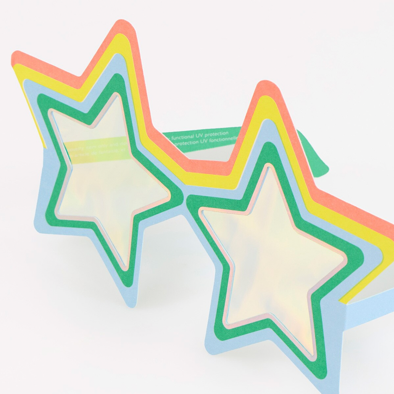 Star-shaped sticky notes with colorful borders on a white background