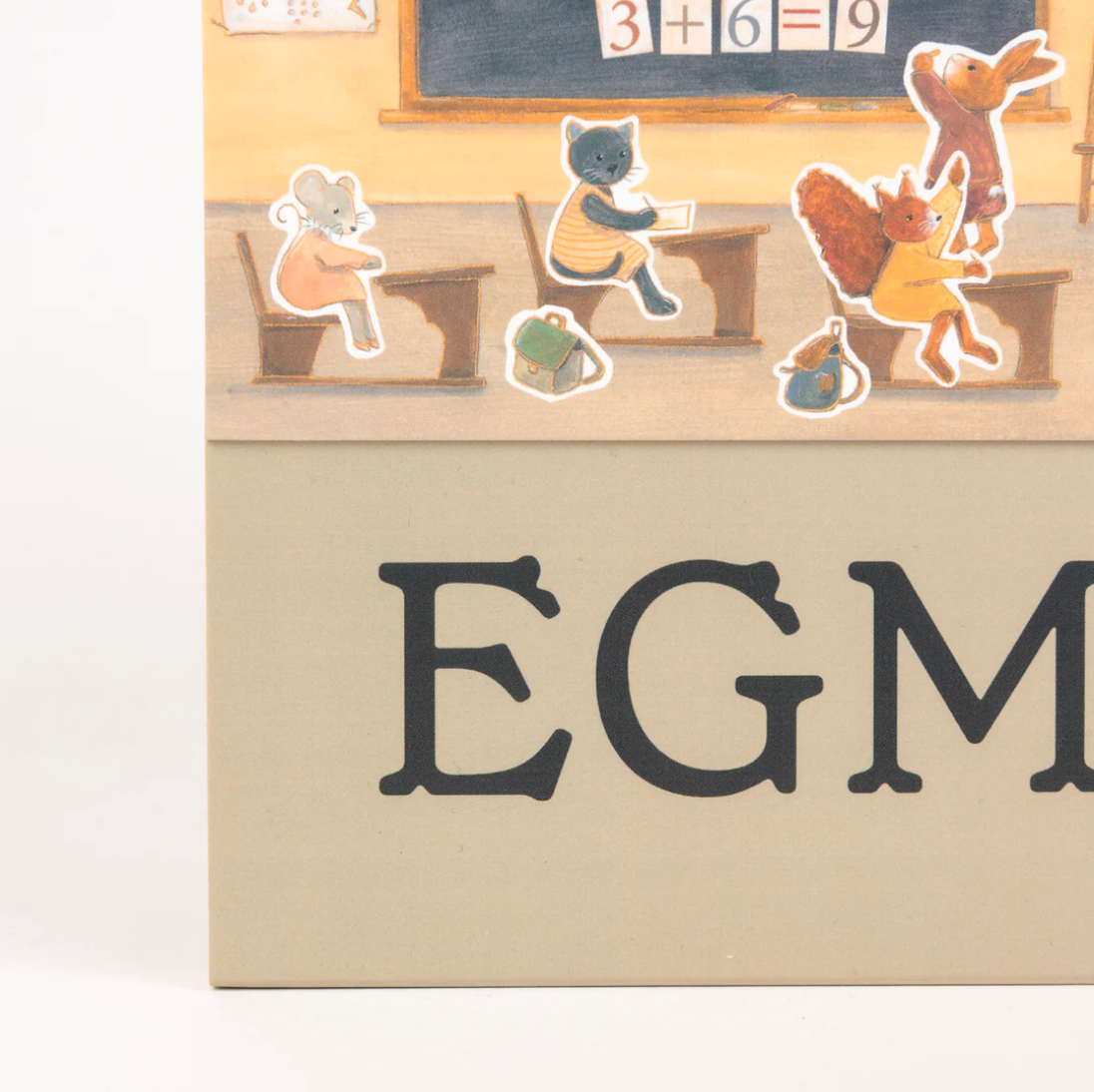 Children's book cover with animal characters in a classroom setting and 'EGM' text.