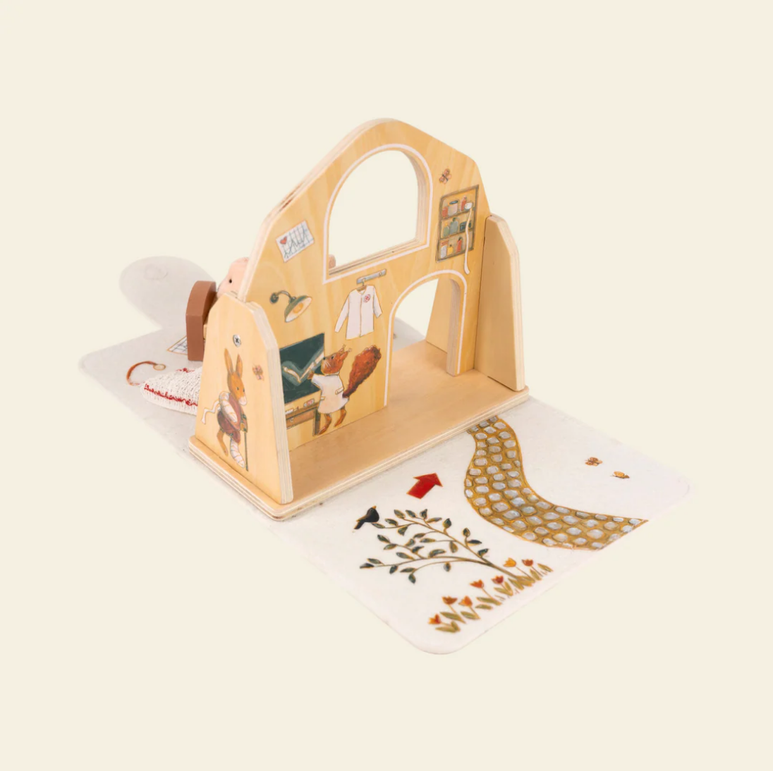 Wooden toy with animal illustrations on a white background
