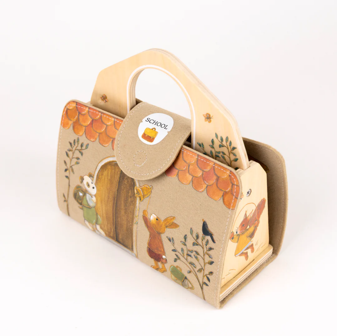Children's bag with animal illustrations on a white background
