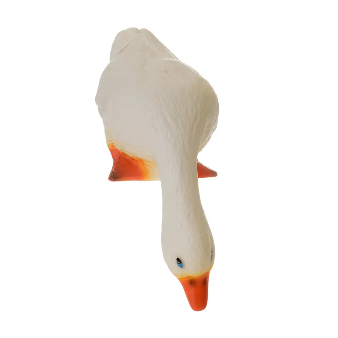 White duck lamp with orange beak and feet on a white background