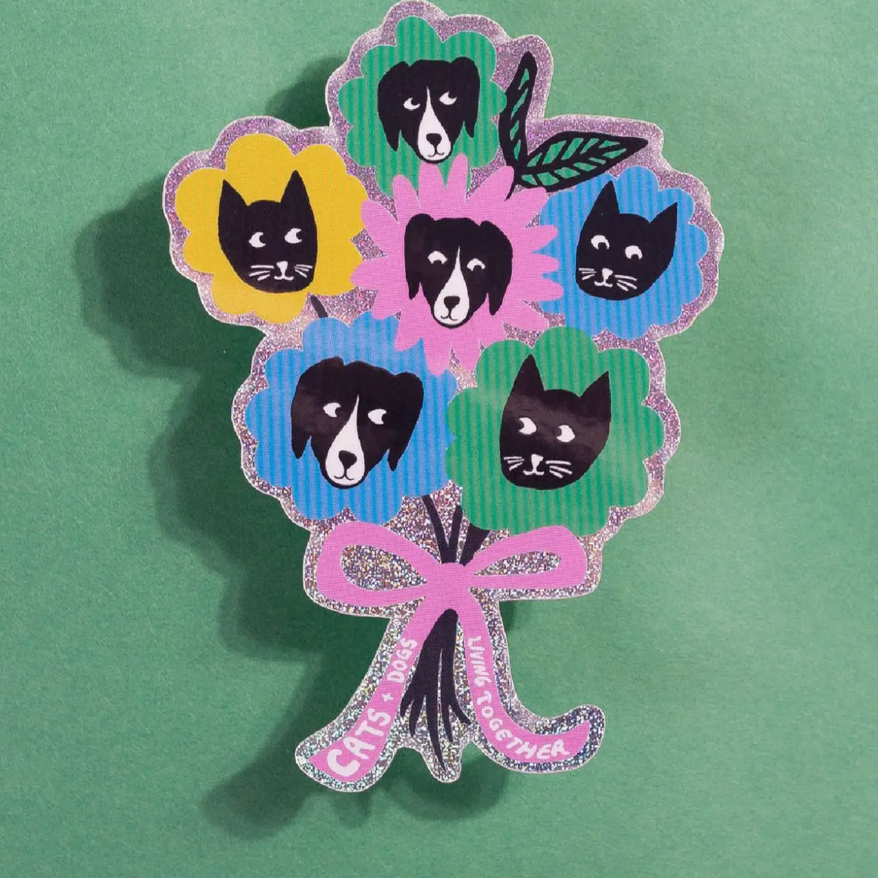 Cat and Dog Glitter Sticker
