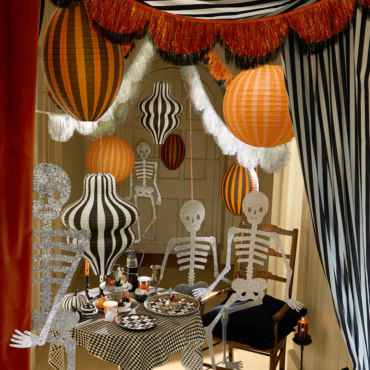 Stripy Halloween Lanterns (x3)