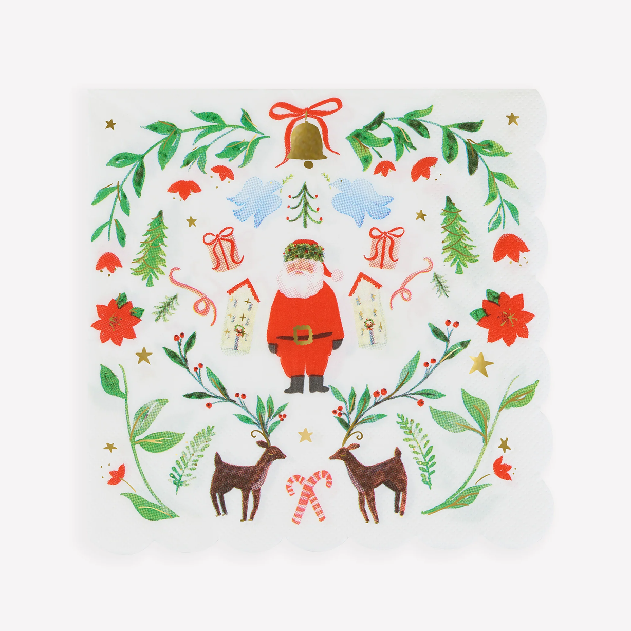 Foliage Santa Claus Patterned Large Napkins (x16)