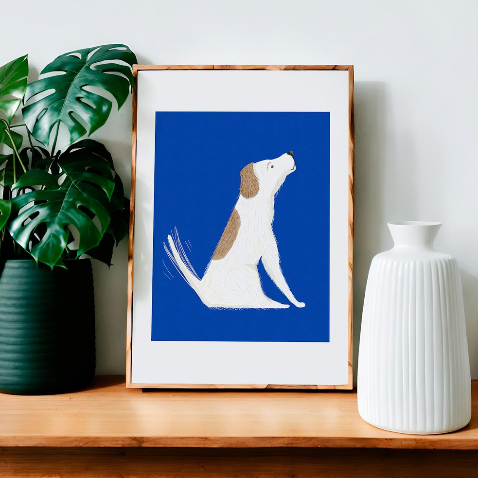 blue dog Print  -18 x 24"