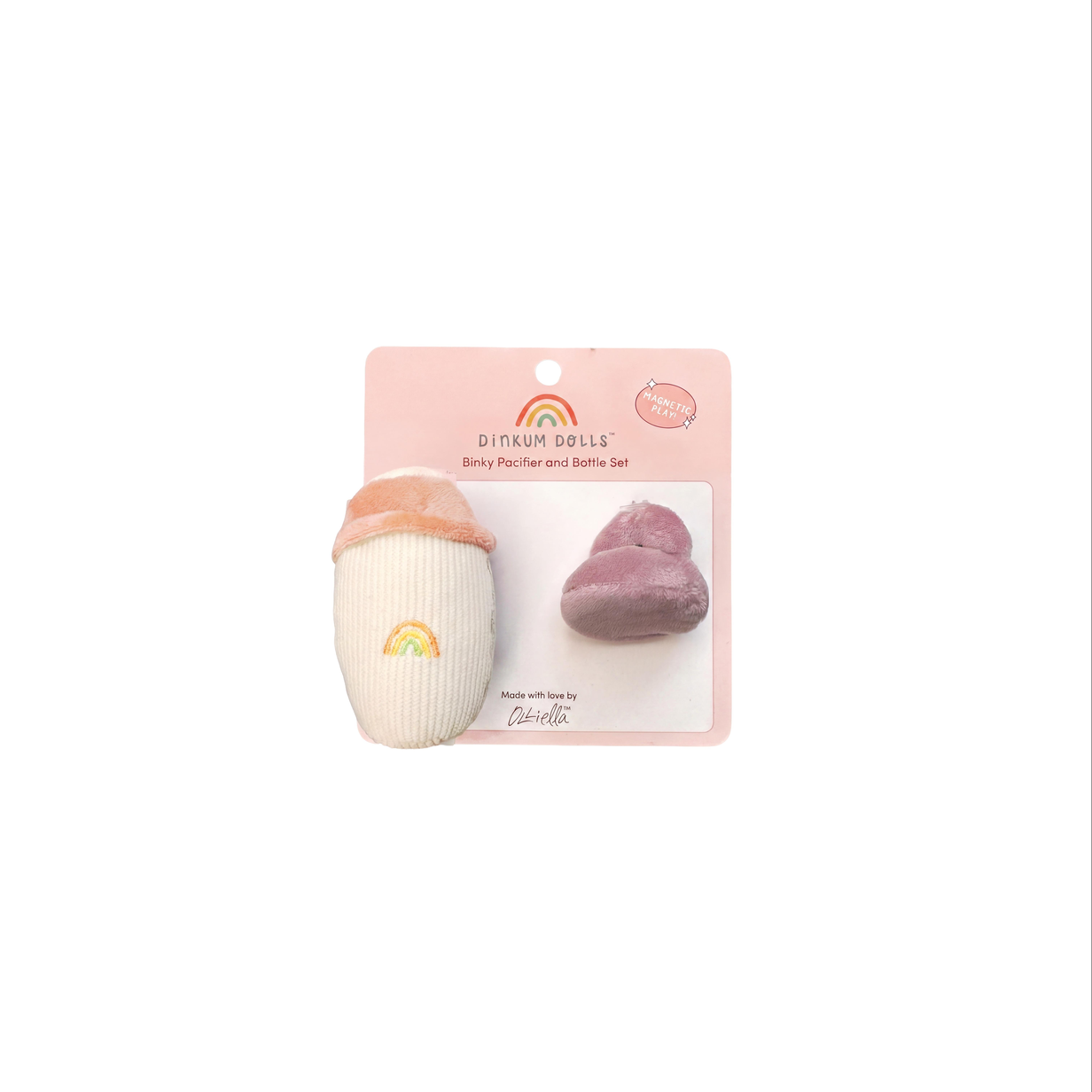 A Dinkum Dolls baby pacifier and bottle