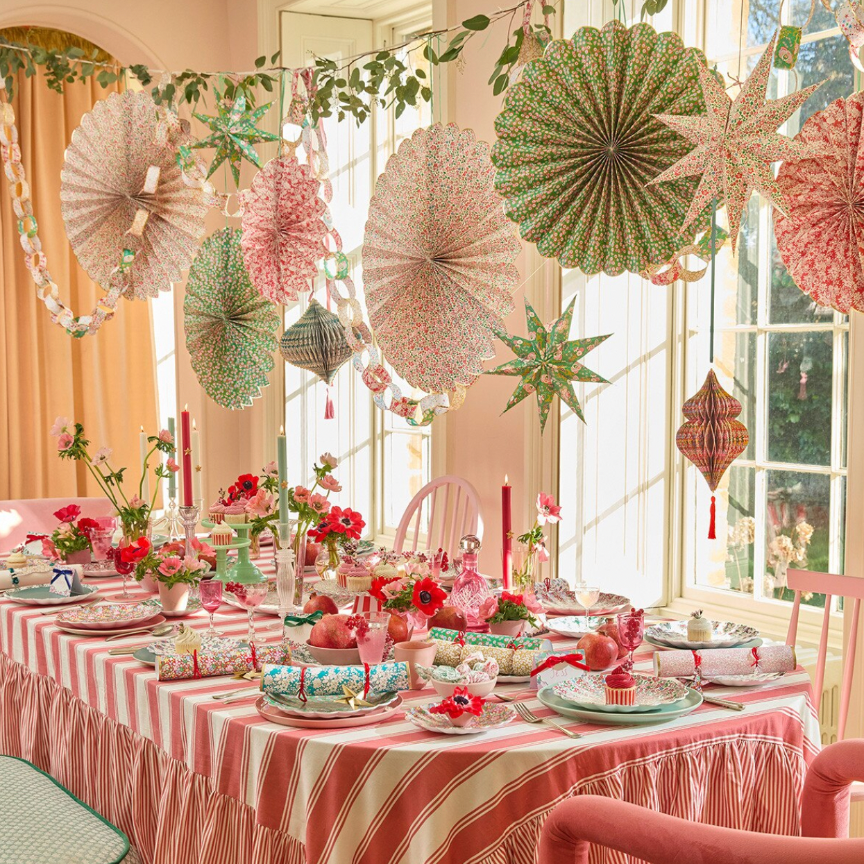 Meri Meri x Liberty Red & Green Giant Pinwheels (x3)