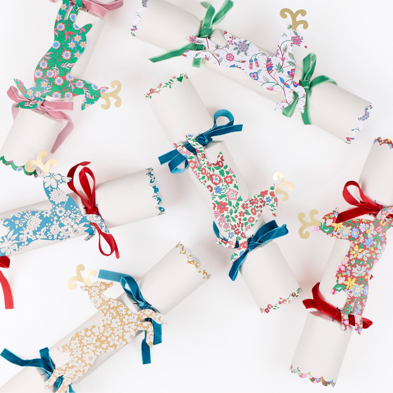 Meri Meri x Liberty Reindeer Crackers - liberty pinwheels(x6)