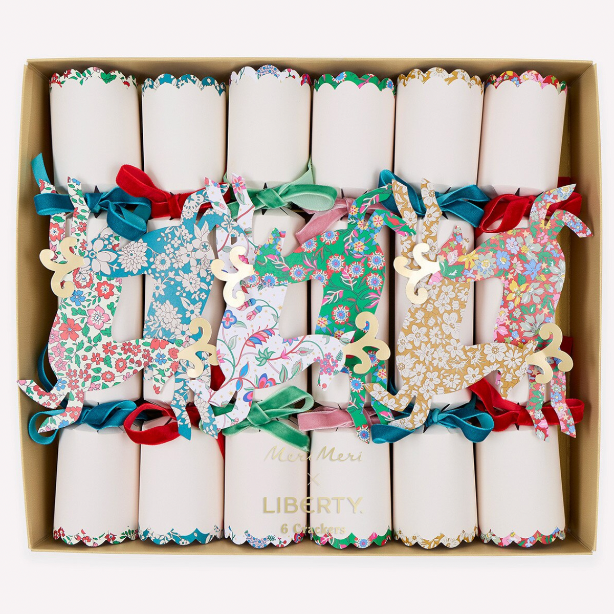 Meri Meri x Liberty Reindeer Crackers - liberty pinwheels(x6)