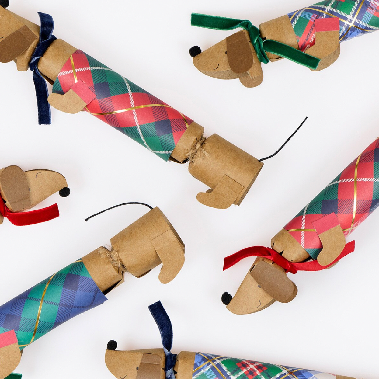 Plaid Sausage Dog Crackers -sausage dog pin (x6)