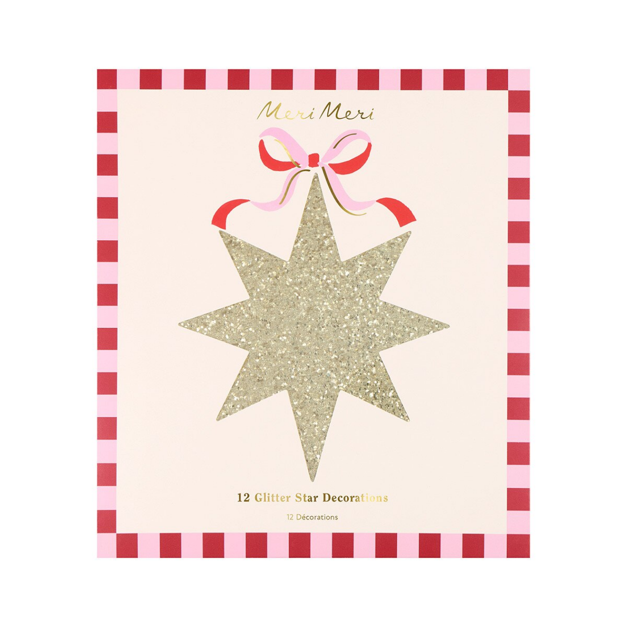 Gold Glitter Hanging Star Decorations (x12)