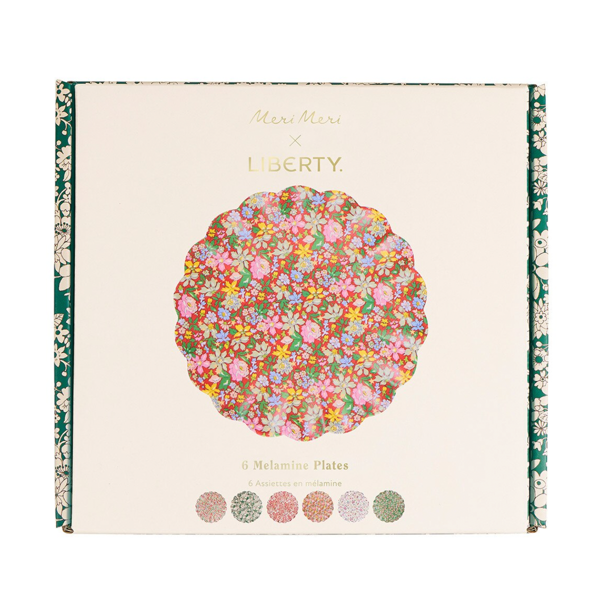 Meri Meri x Liberty Red & Green Reusable Small Plates (x6)