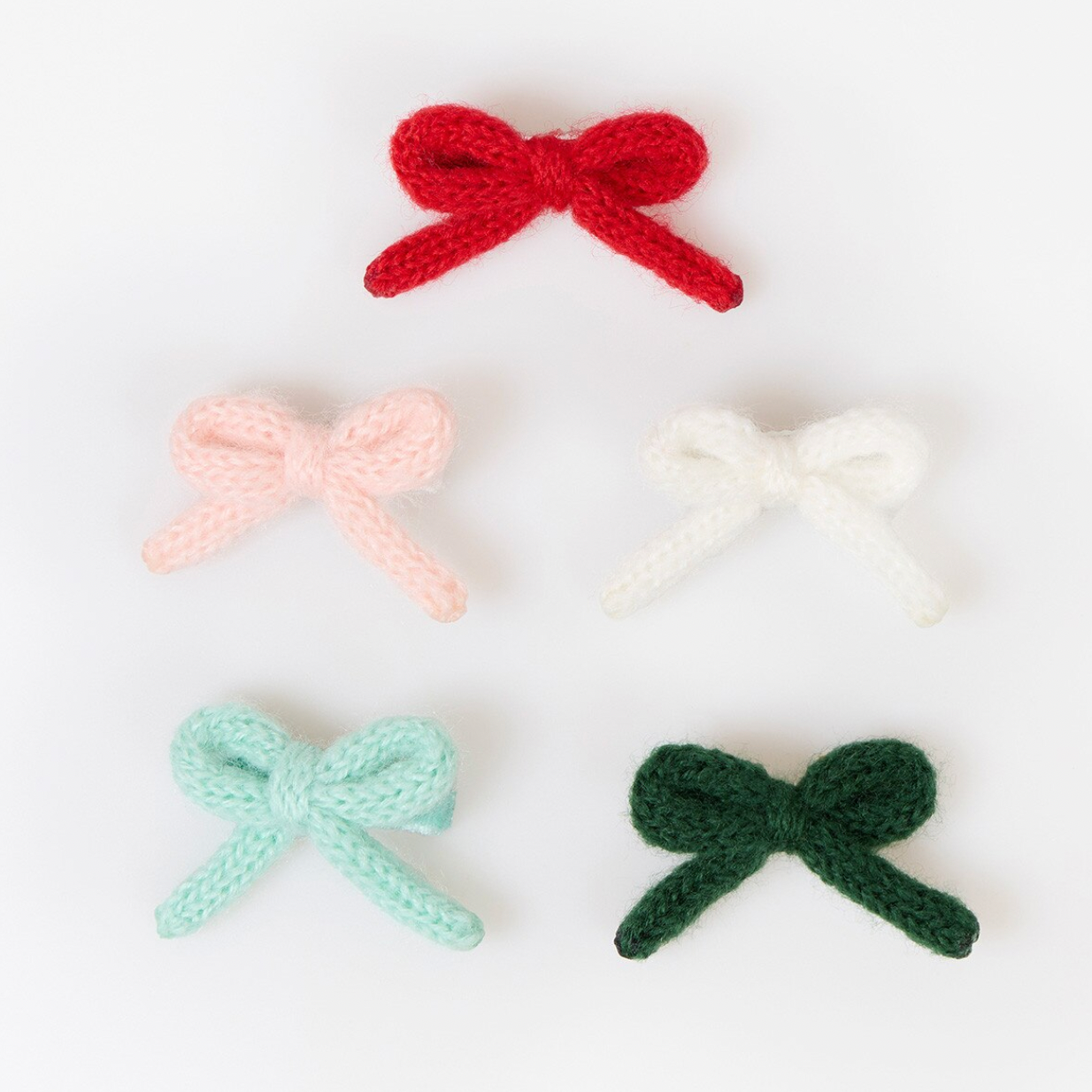 Knitted Bow Hair Clips (x5)