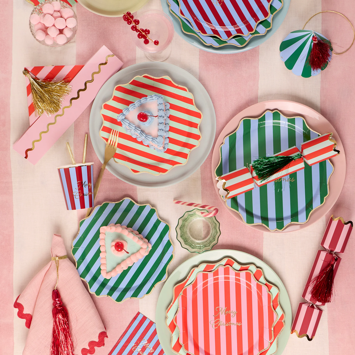 Striped Tinsel Tassel Crackers  -small toys (x6)