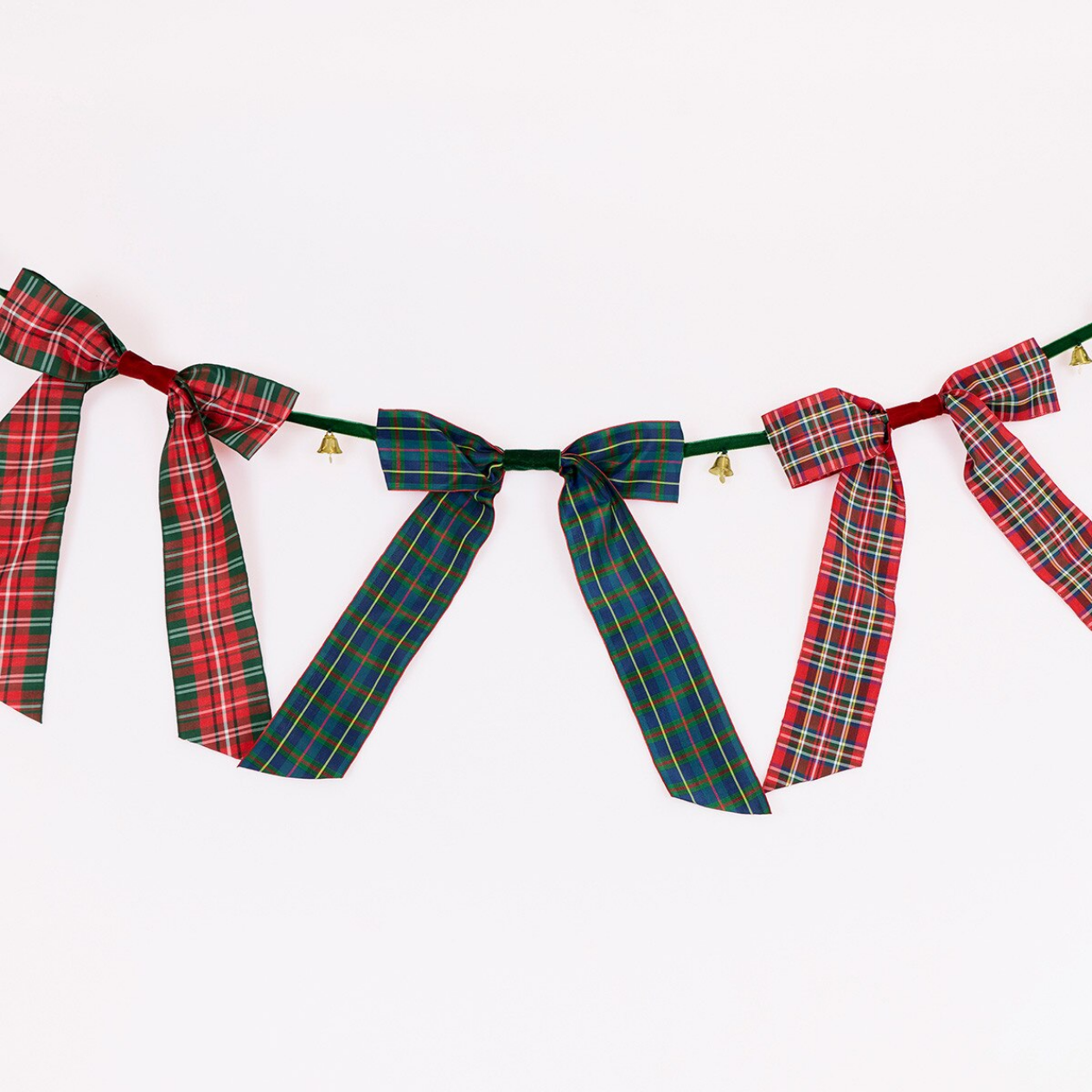 Plaid ribbon bows on a white background