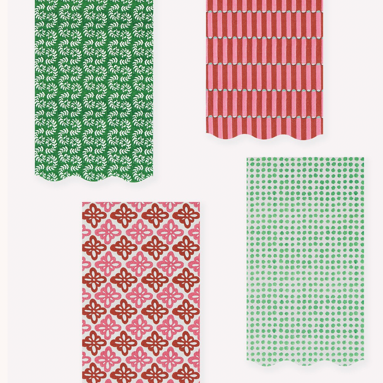 Meri Meri x Molly Mahon Red & Green Guest Towels (x16)