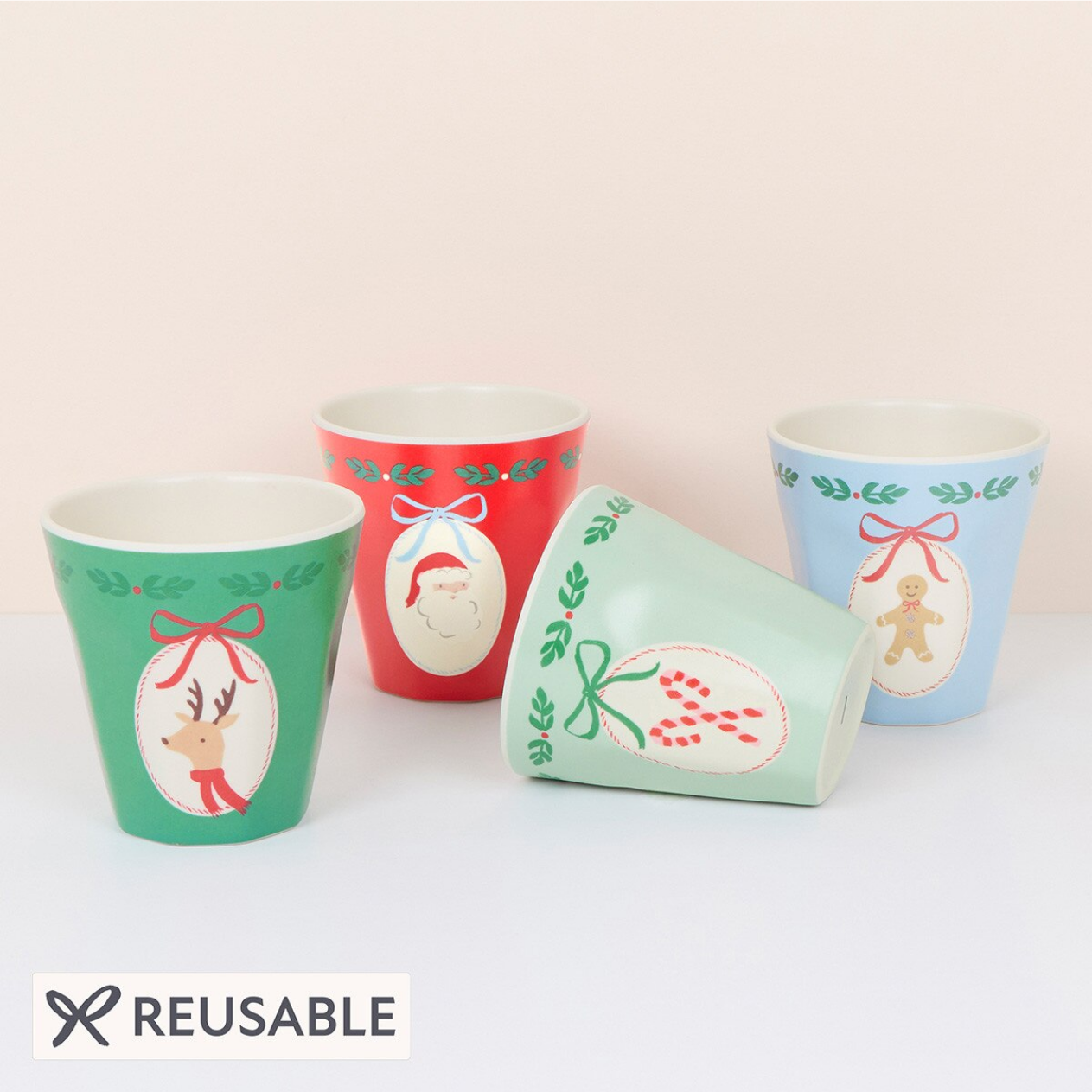 Jolly Christmas Reusable Cups (x4)