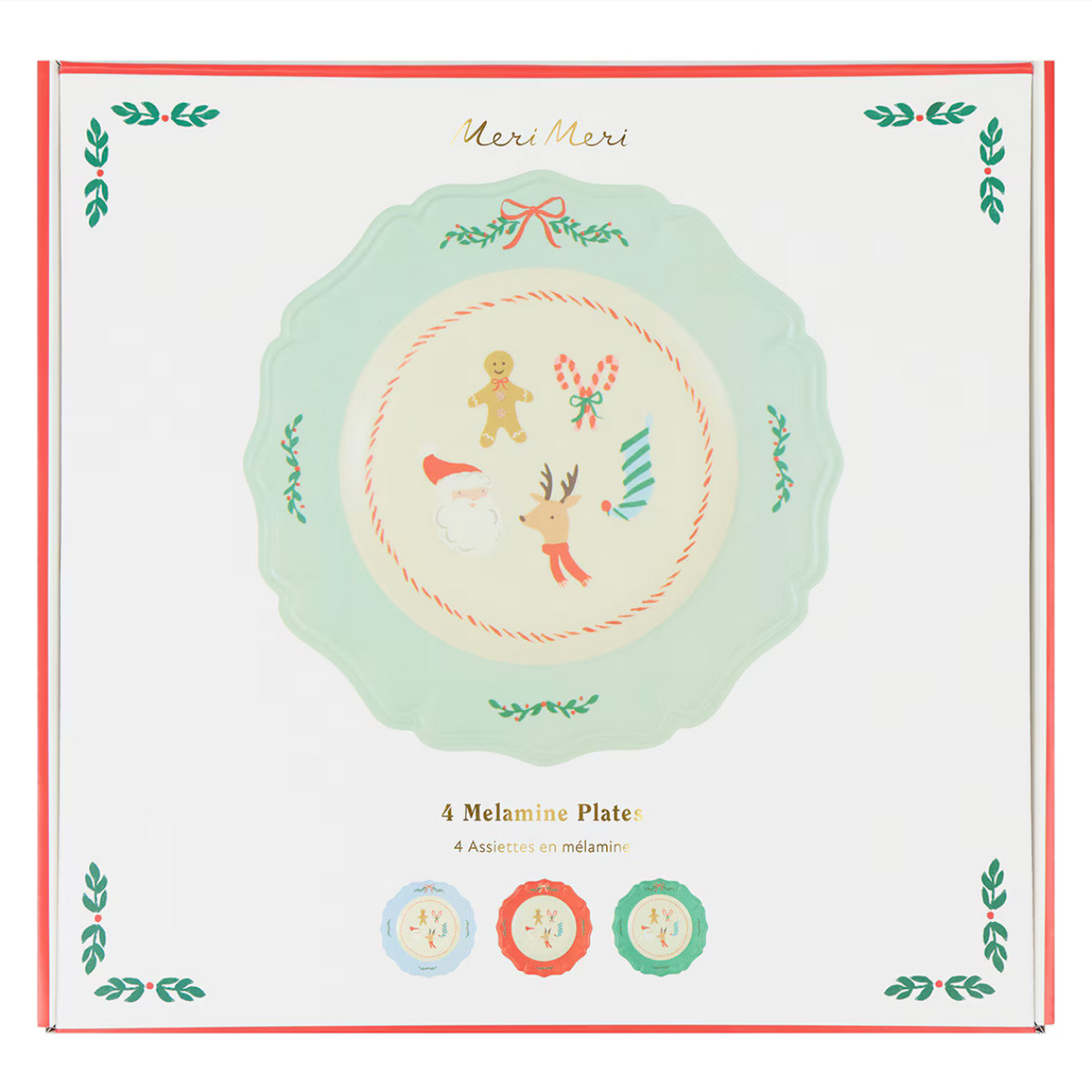 Jolly Christmas Reusable Large Plates (x4)