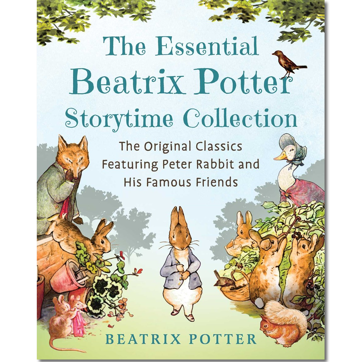The Essential Beatrix Potter Storytime Collection book cover, featuring classic illustrated characters like Peter Rabbit and Beatrix Potter on a white background.
