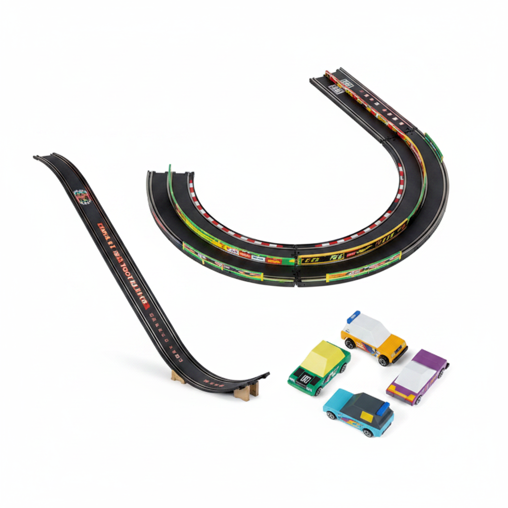 A digital product listing graphic showing three different toy accessory variants: an 'Add-On Kit: Hairpin', a 'Playset: Speed', and a 'Tokyo Heat TOONS 4-Pack'. Each variant is listed with its name, quantity ('1 variant'), and a small thumbnail preview of the product on a white background.