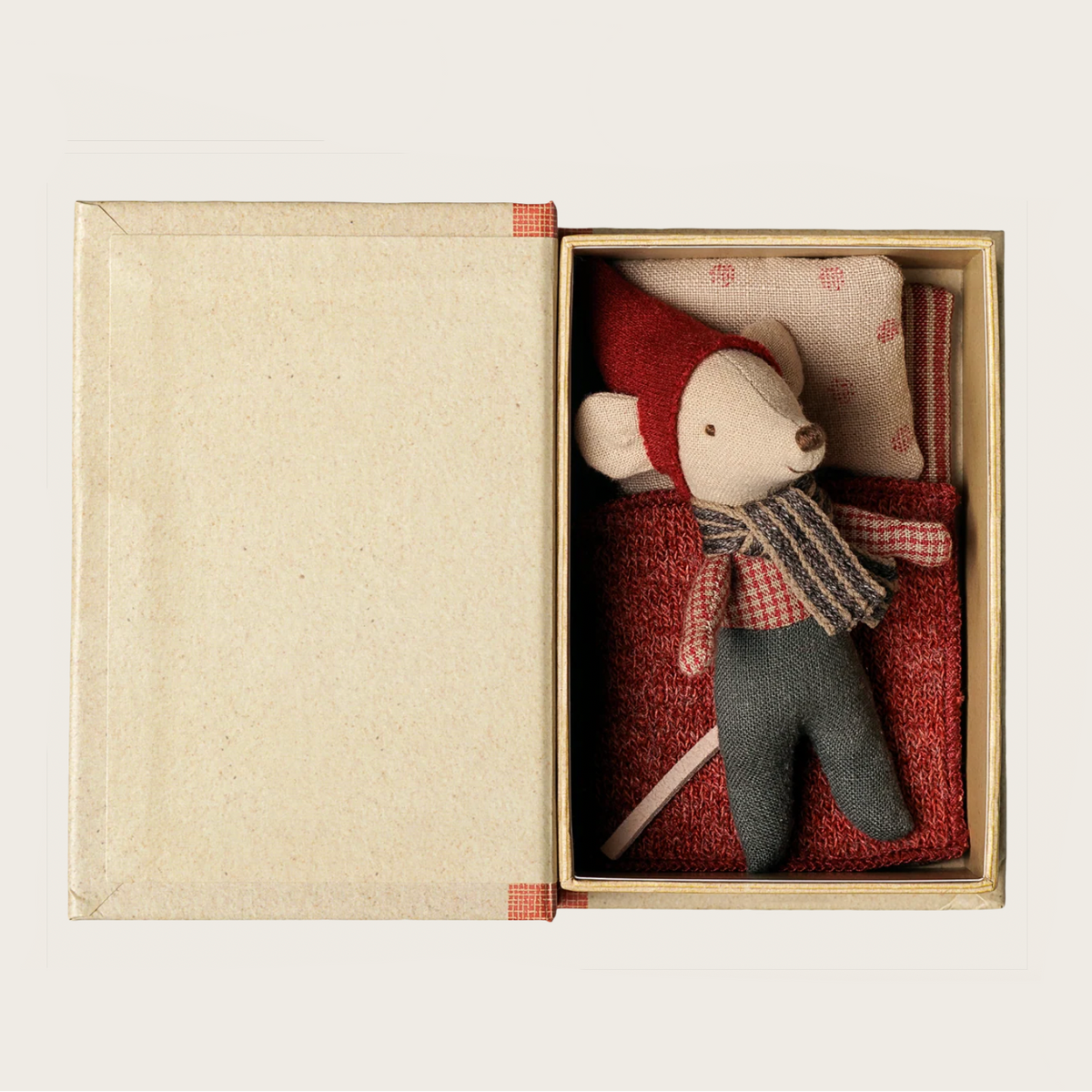 A 'Christmas baby mouse in a book' by Maileg , with a mouse in a box 