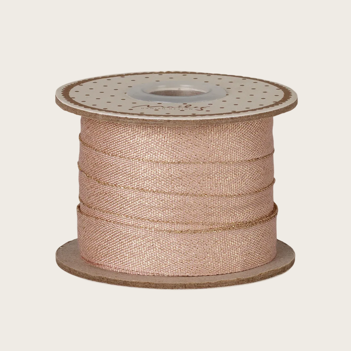Ribbon, W: 13 mm x L: 10 m - Light rose/Gold