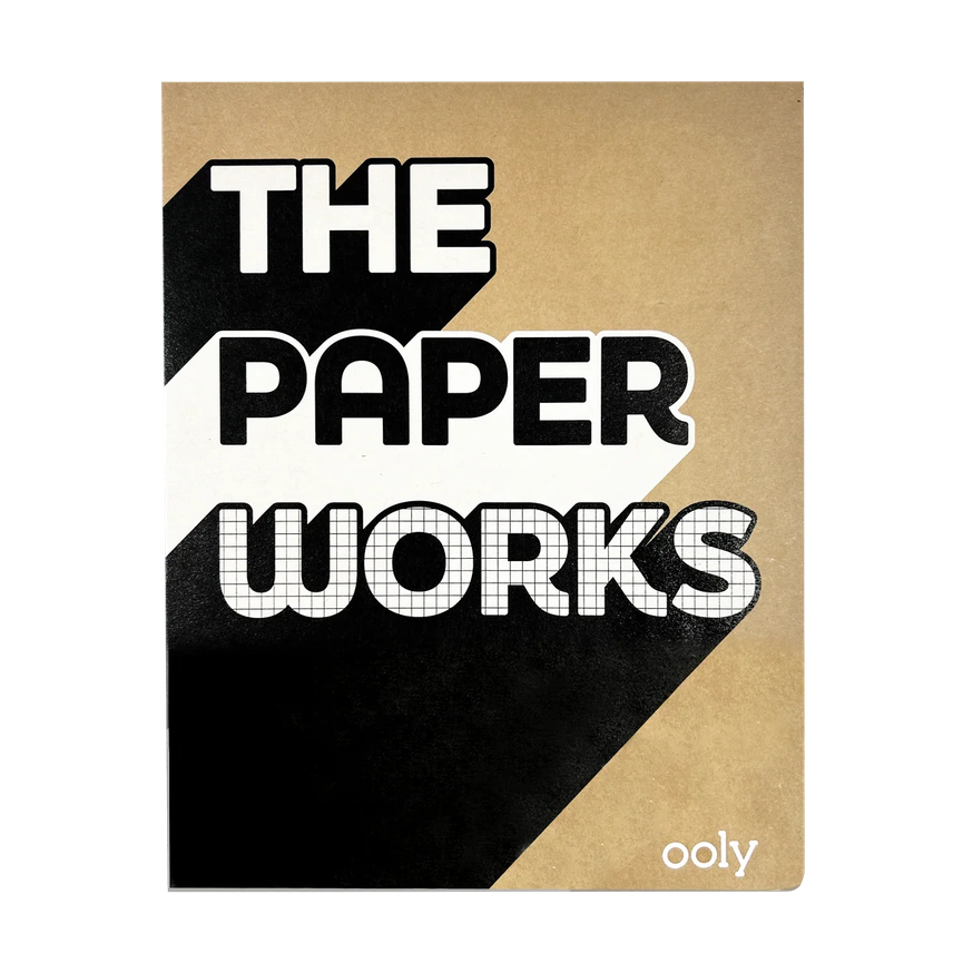 Book cover of 'The Paper Works' by Ooly with a brown background and black text.