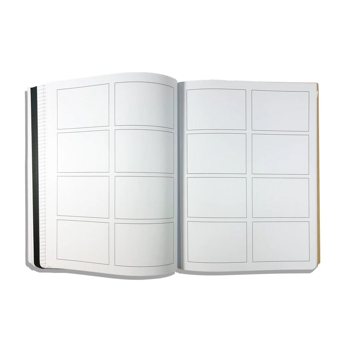 Open book with white pages on a white background