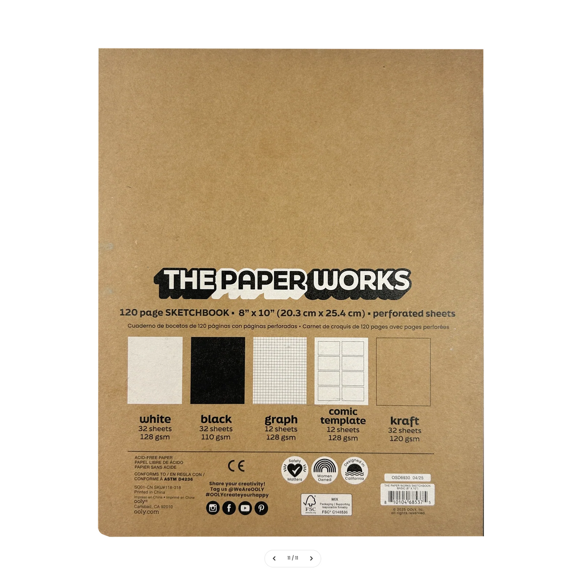 Sketchbook packaging by The Paper Works with color options on a white background