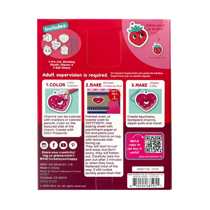 Back of a product packaging with red background and colorful text and graphics.