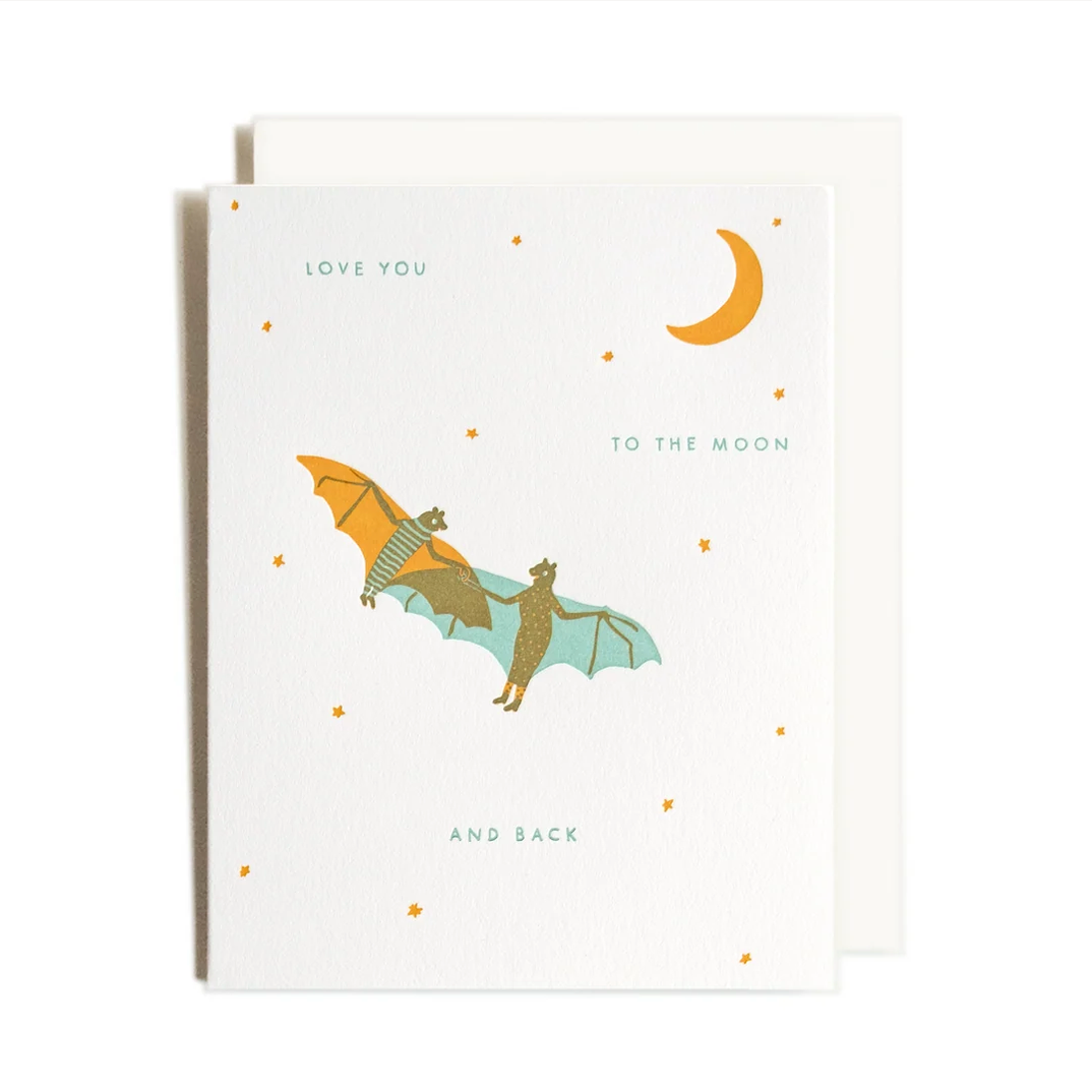 Bats Moon | Love | Letterpress Card