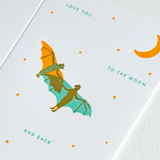 Bats Moon | Love | Letterpress Card