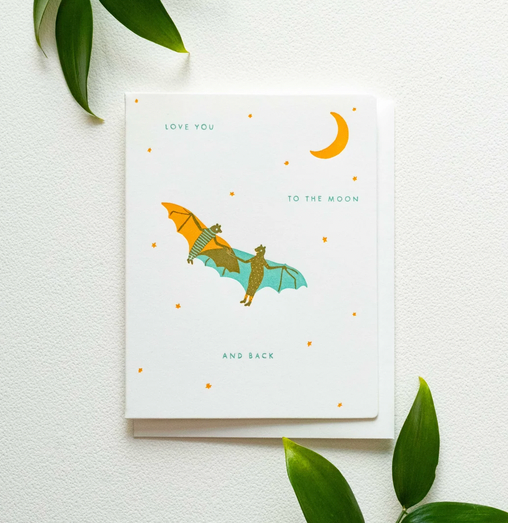 Bats Moon | Love | Letterpress Card