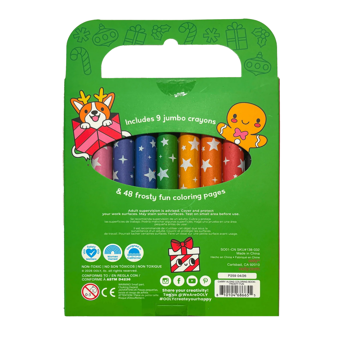 Carry-Along! Coloring Book and Crayon Set - Frosty Fun - Set of 9 Crayons