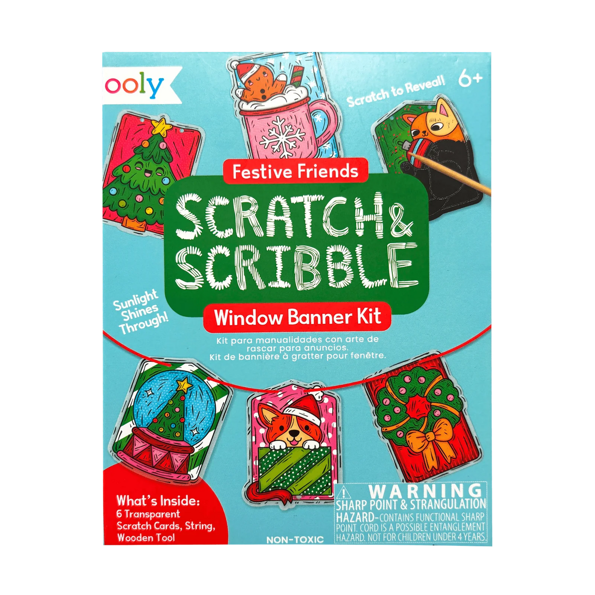 Scratch & Scribble Mini Window Banner Kit - Festive Friends - 6 Card