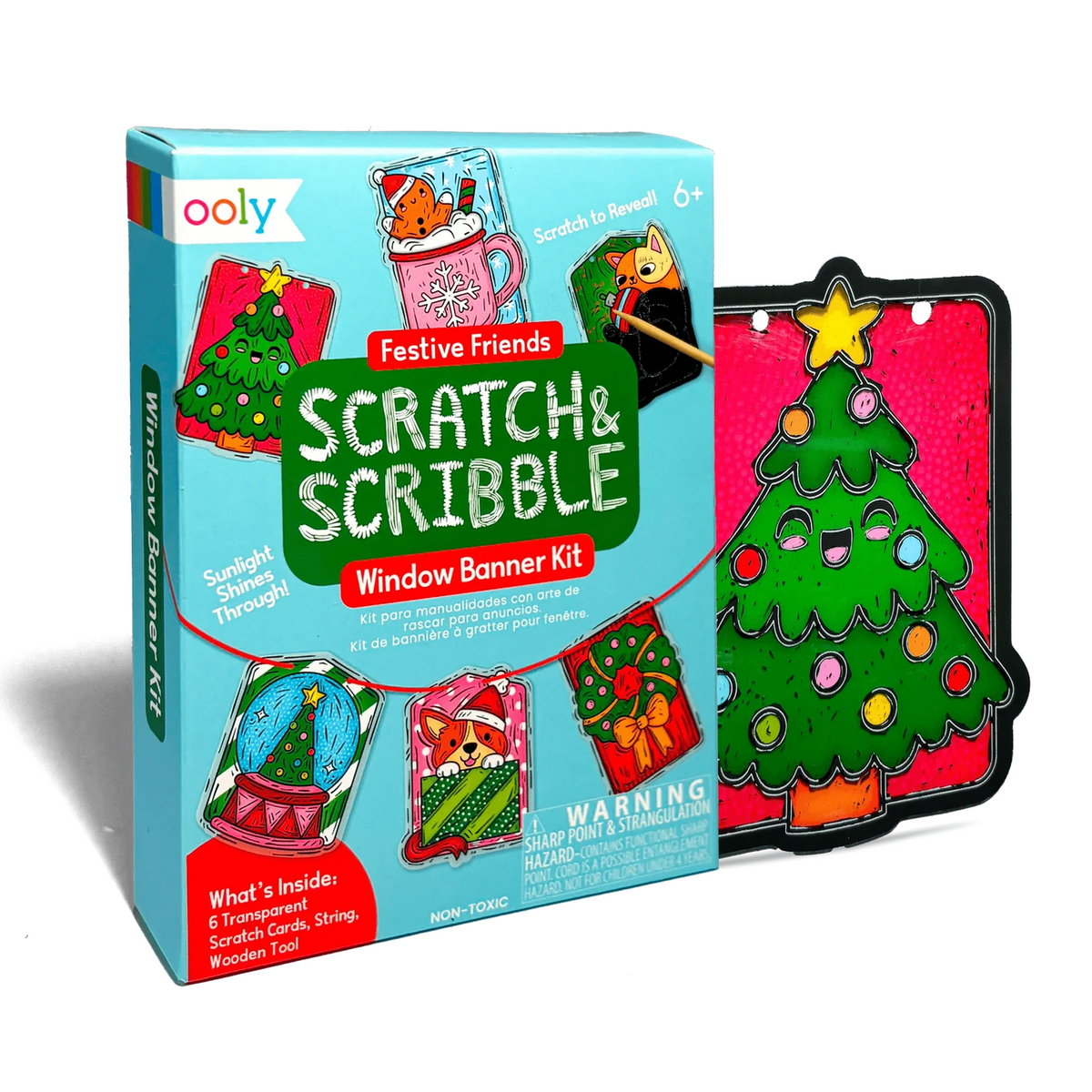 Scratch & Scribble Mini Window Banner Kit - Festive Friends - 6 Card