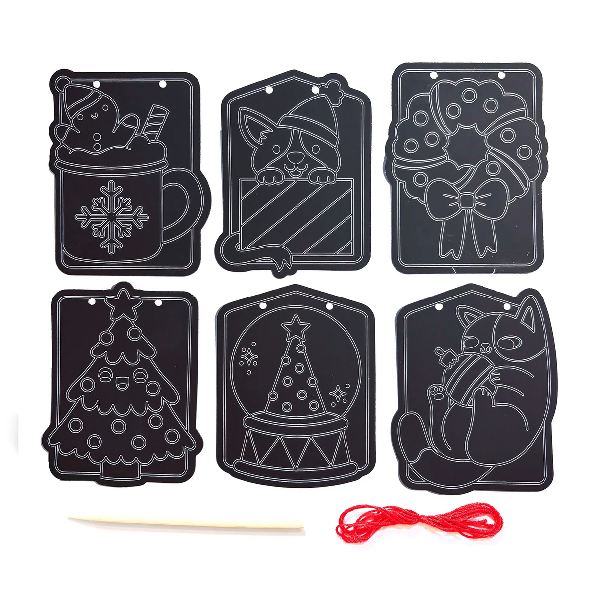Scratch & Scribble Mini Window Banner Kit - Festive Friends - 6 Card