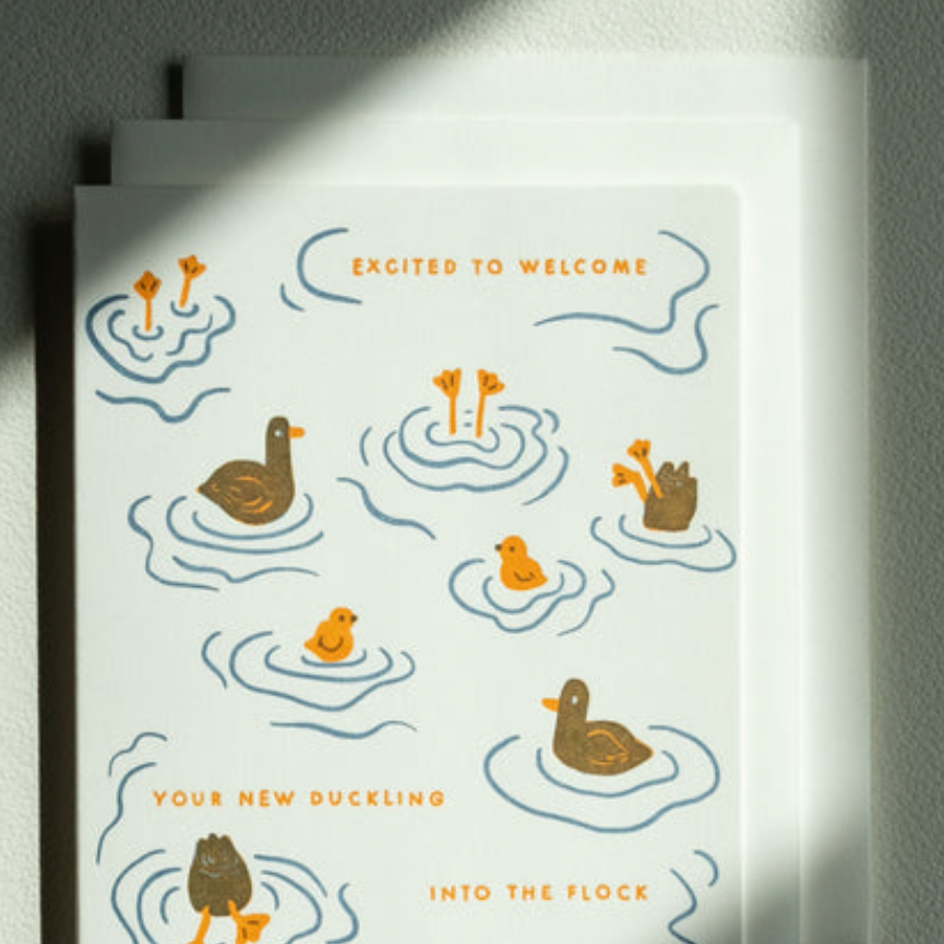 Duckling Flock | New Baby | Letterpress Card