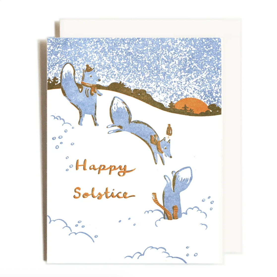 Solstice Foxes | Snow Holiday | Letterpress Card